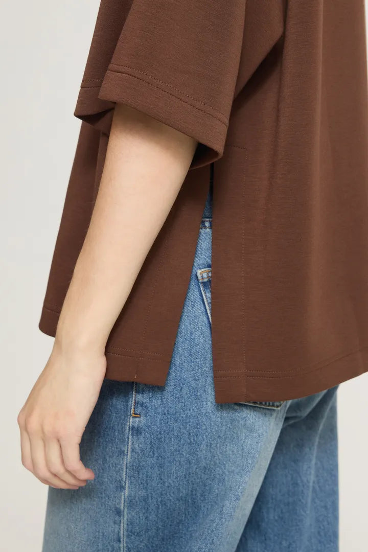 Ichi Naida Short Sleeve T-Shirt in Chicory Coffee