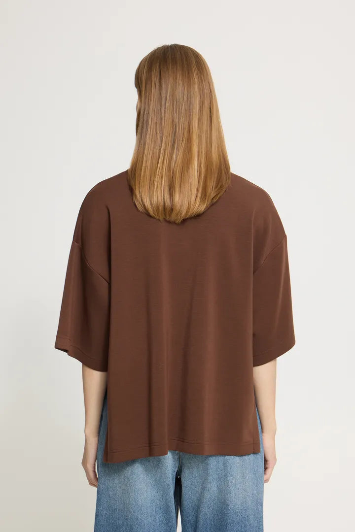 Ichi Naida Short Sleeve T-Shirt in Chicory Coffee