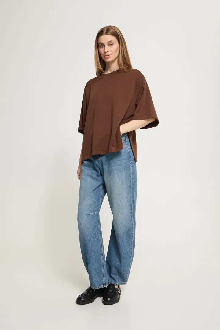 Ichi Naida Short Sleeve T-Shirt in Chicory Coffee