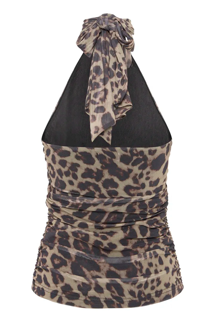 ICHI Parda Halter Neck Top in Leopard Print - 20124838