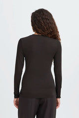 ICHI Philuca Long Sleeve Top in Black - 20117290