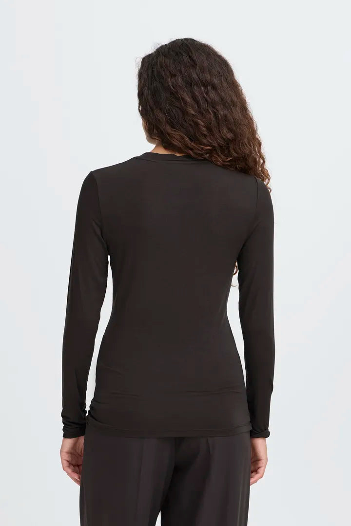 ICHI Philuca Long Sleeve Top in Black - 20117290
