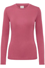 ICHI Philuca Long Sleeve Top in Maroon - 20117290