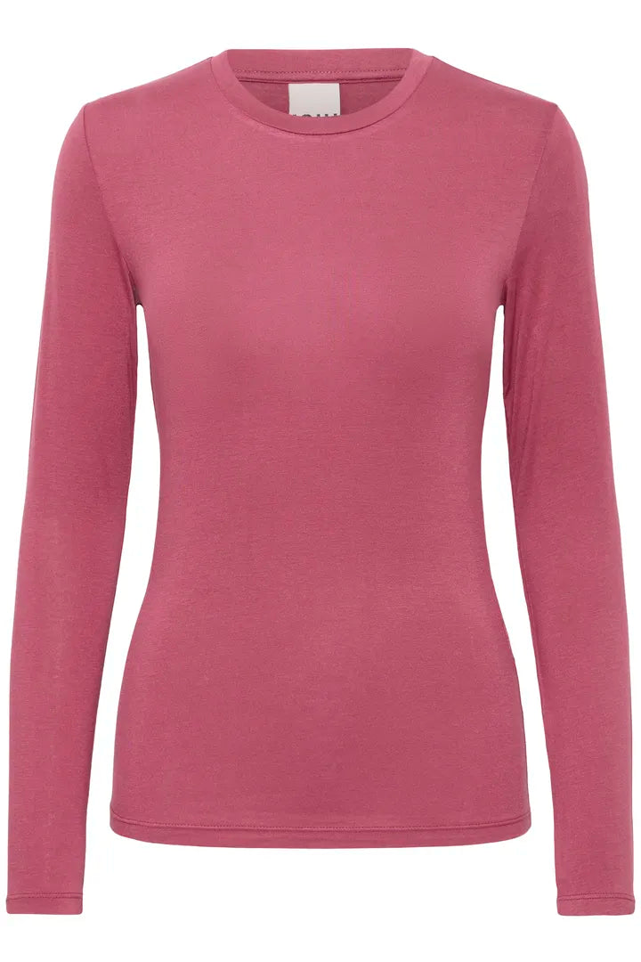 ICHI Philuca Long Sleeve Top in Maroon - 20117290