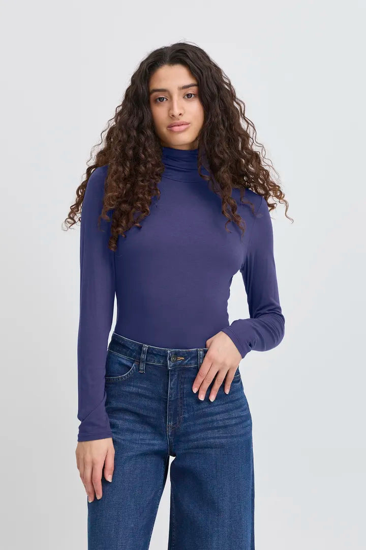 ICHI Philuca Long Sleeved Top in Patriot Blue - 20113342