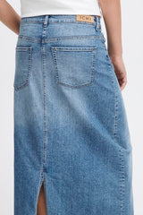 Ichi Twiggy Denim Maxi Skirt-Light Blue-20121394