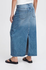Ichi Twiggy Denim Maxi Skirt-Light Blue-20121394