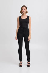 Ichi Twiggy Slim High Waist Jeans-Black-20122631