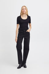 ichi twiggy straight leg jeans black evalucia boutique perth scotland