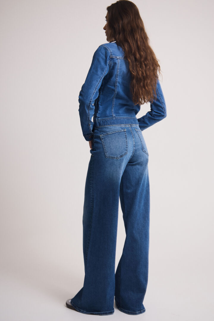 Ichi Twiggy Wide Leg Jeans-Medium Blue - 20119022