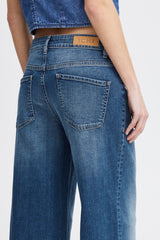 Ichi Twiggy Wide Leg Jeans-Medium Blue - 20119022