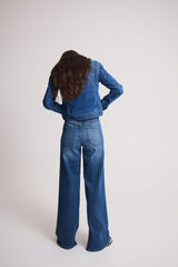 Ichi Twiggy Wide Leg Jeans-Medium Blue - 20119022