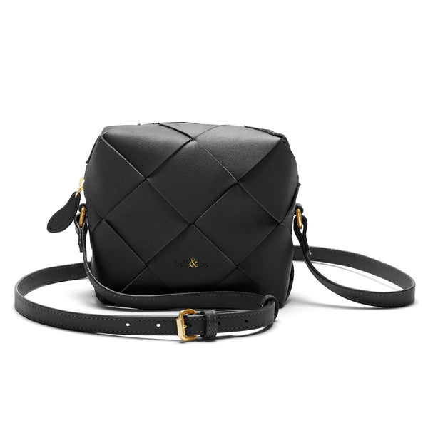 bell & fox asha hand woven crossbody leather bag black evalucia boutique perth scotland