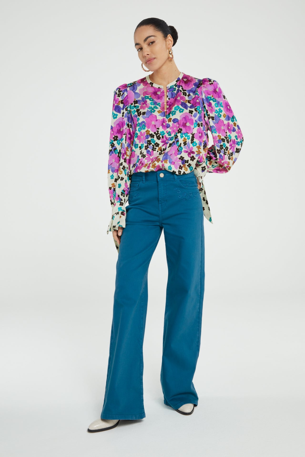 Fabienne Chapot Kylie Blouse-Cream White/Bubble G Pink Pansy Rain