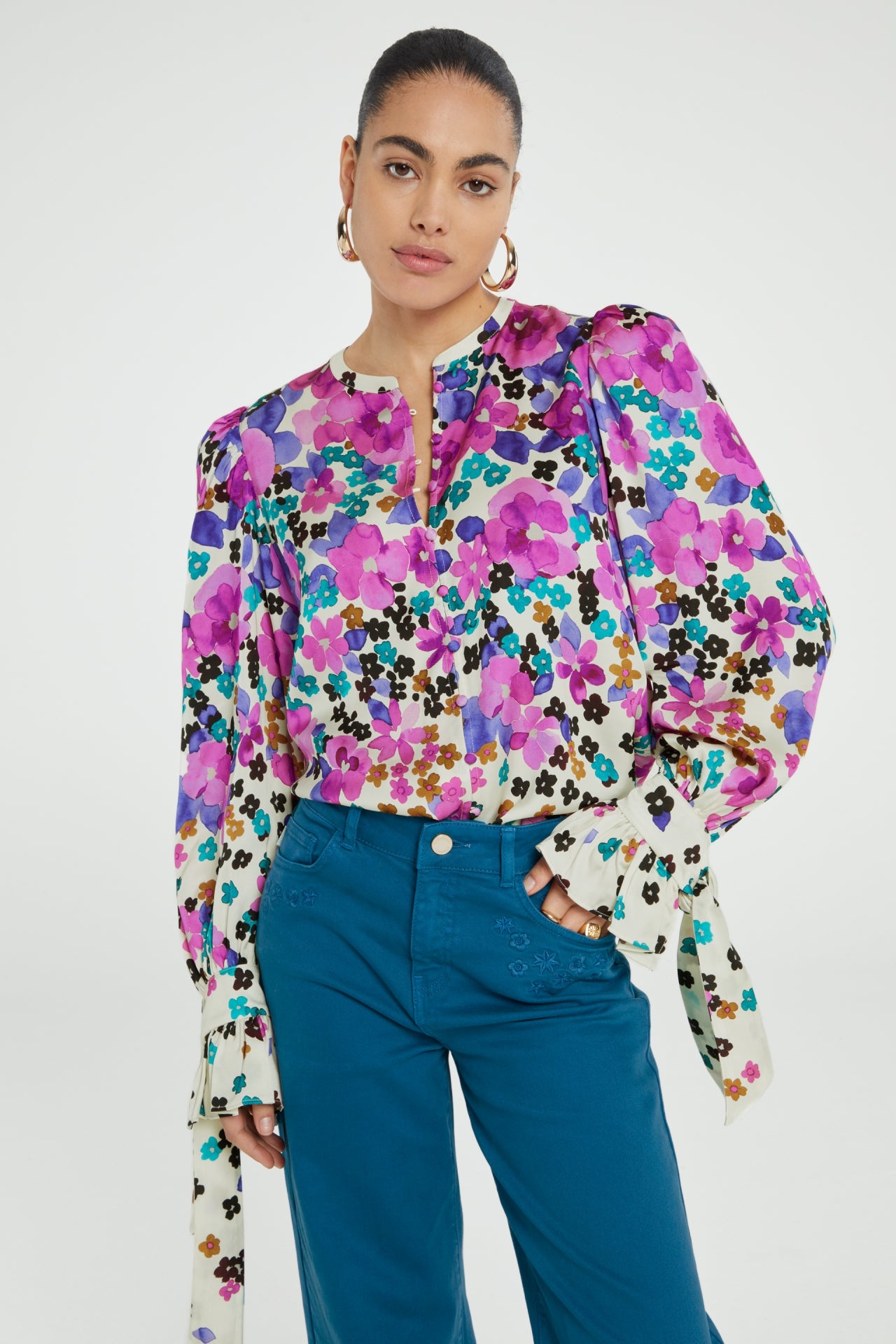 Fabienne Chapot Kylie Blouse-Cream White/Bubble G Pink Pansy Rain