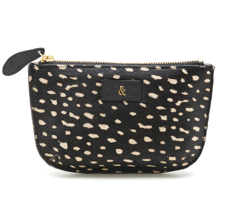Bell & Fox Fayette Leather Pouch - Black and White Dot