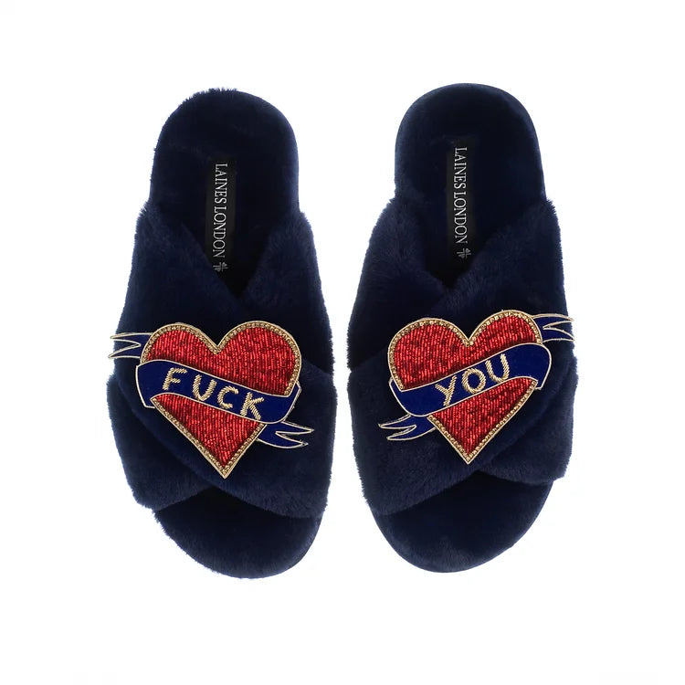 laines london fuck you slippers navy evalucia boutique perth scotland