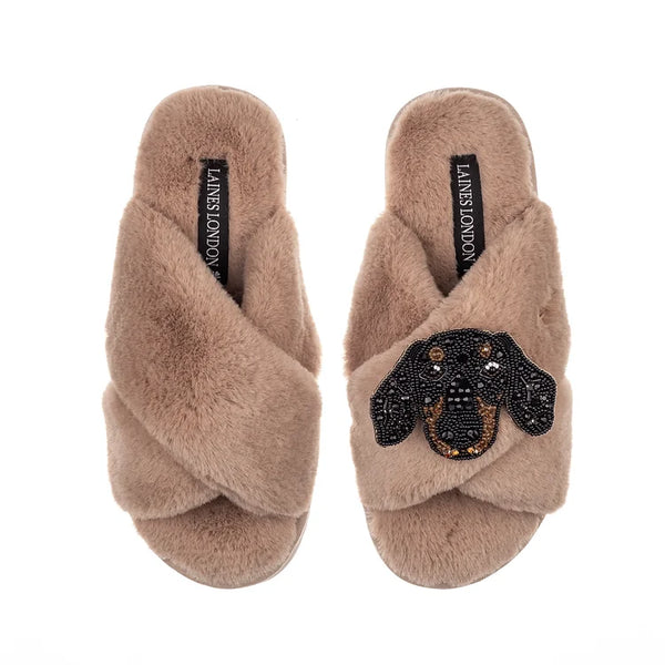 laines london sausage dog slippers toffee evalucia boutique perth scotland