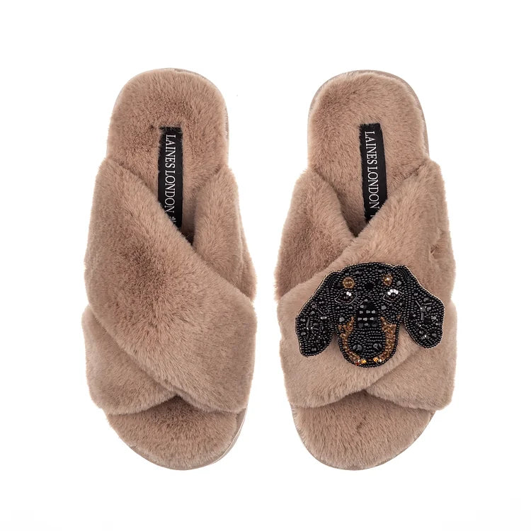 laines london sausage dog slippers toffee evalucia boutique perth scotland