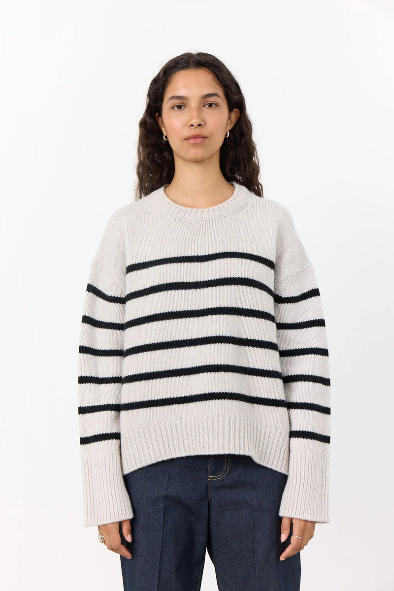 levare room perle stripe jumper cream evalucia boutique perth scotland