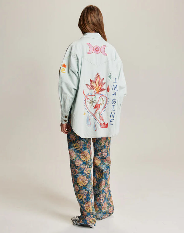 Me369 - Adelyn Denim Embroidered Shirt in Denim