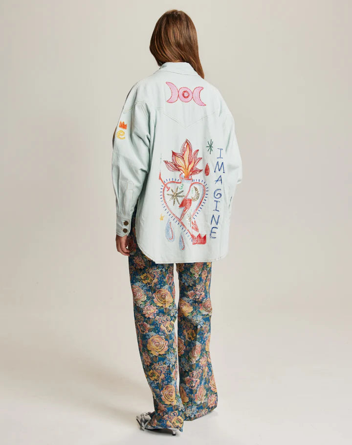 Me369 - Adelyn Denim Embroidered Shirt in Denim