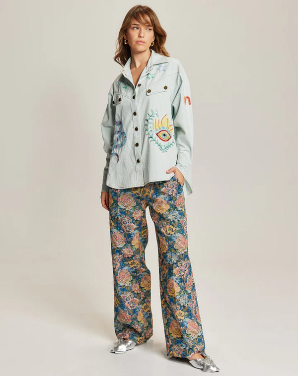 Me369 - Adelyn Denim Embroidered Shirt in Denim