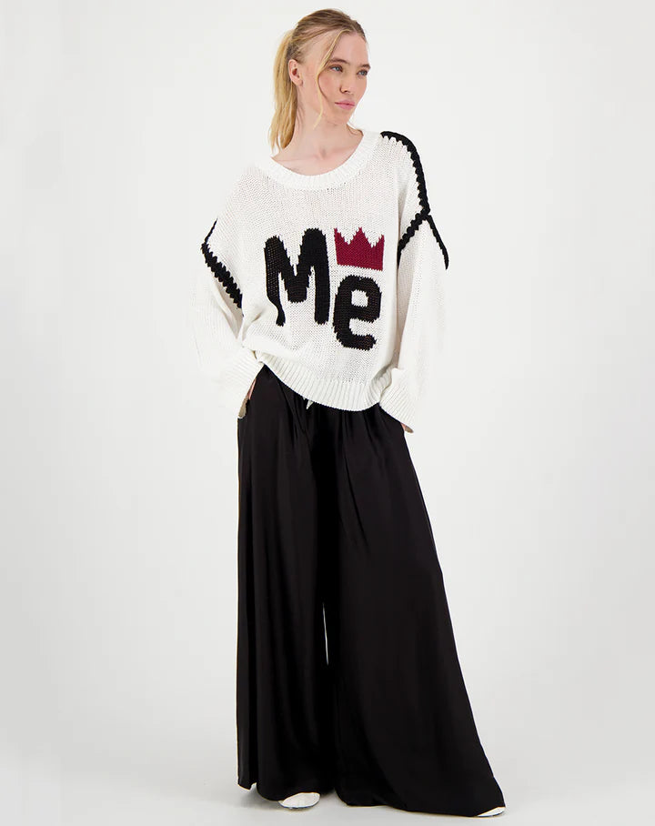 Me369- Annie Wide Leg Pant in Black
