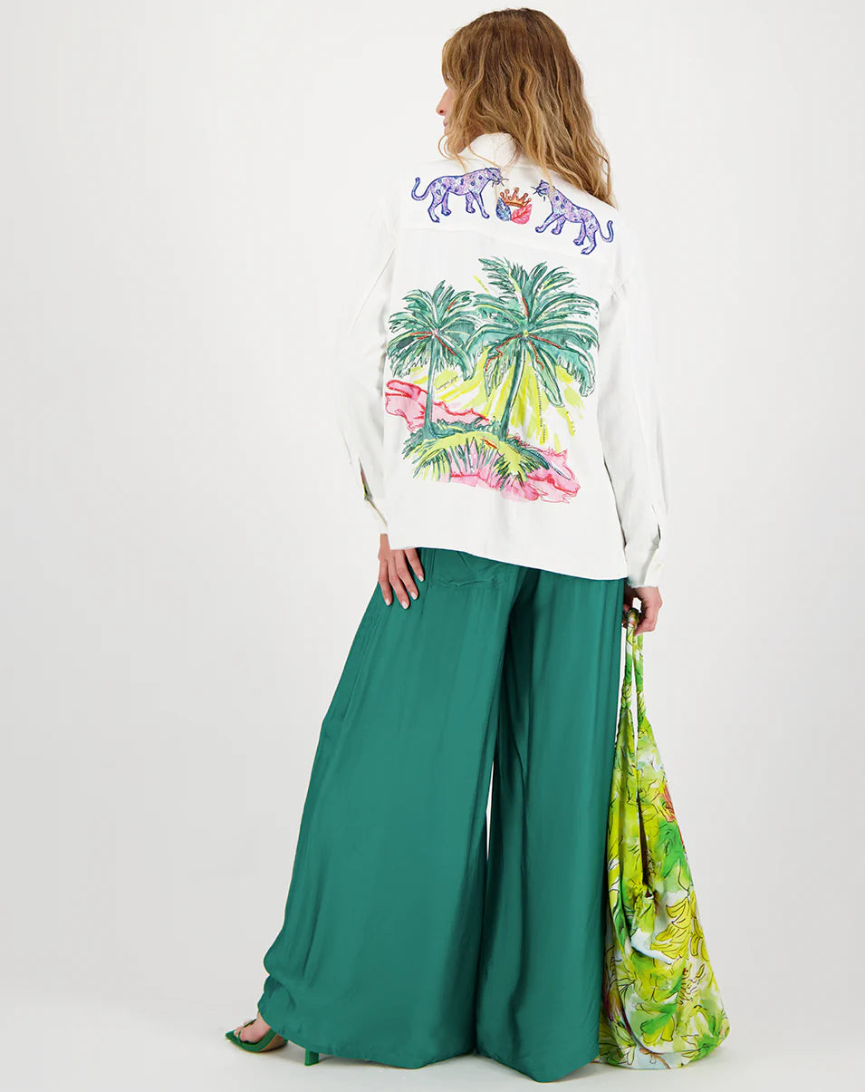 Me369- Annie Wide Leg Pant in Green