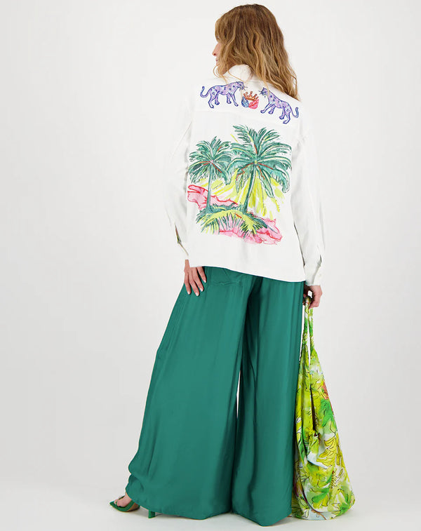 Me369- Annie Wide Leg Pant in Green