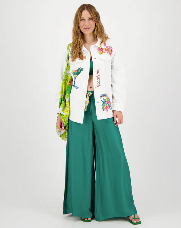 Me369- Annie Wide Leg Pant in Green