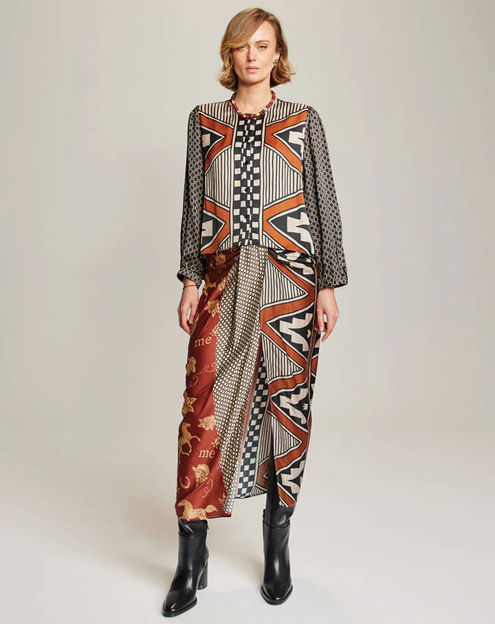 Me369 - Luna Tie Front Skirt in Rodeo