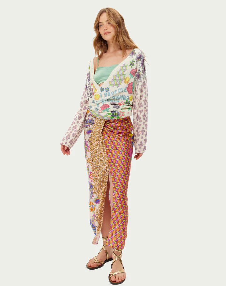 Me369 Luna Tie Front Skirt in Markers