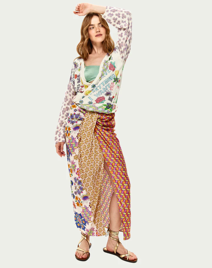 Me369 Luna Tie Front Skirt in Markers