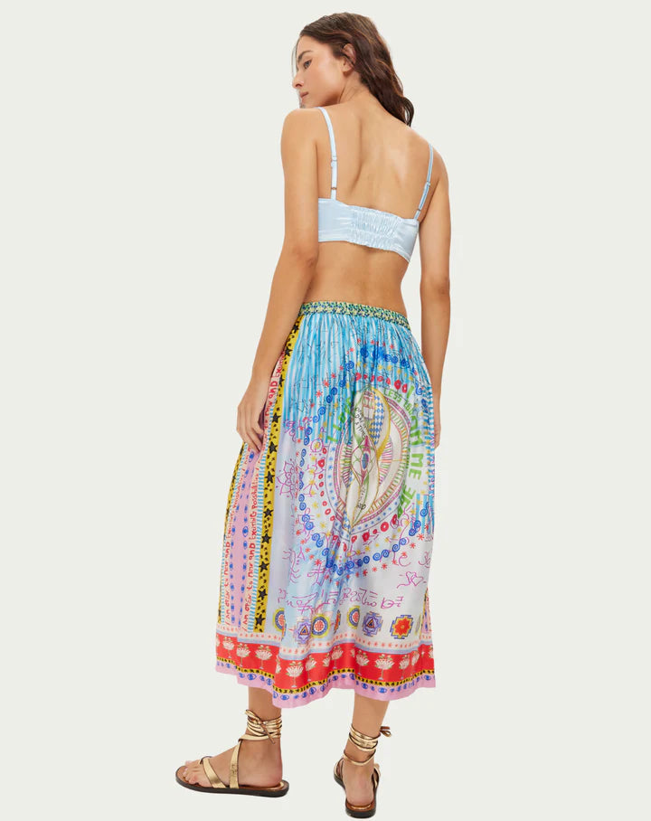 Me369 Vanessa Printed Midi Skirt in Runic Whisper