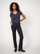 Mos Mosh Arden Organic V-Neck T-Shirt in Navy - 140930