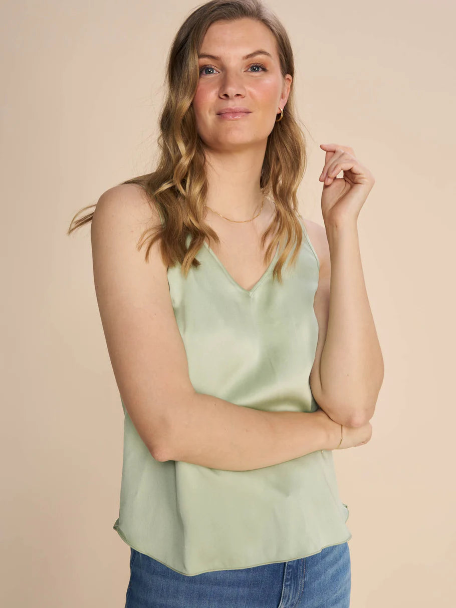 mos mosh astrid v neck silk tank top smoke green evalucia boutique perth scotland