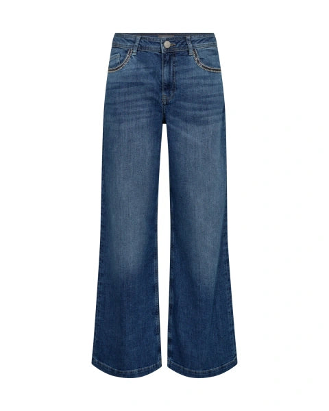 Mos Mosh Dara Deco Jeans in Mid Blue - 172470