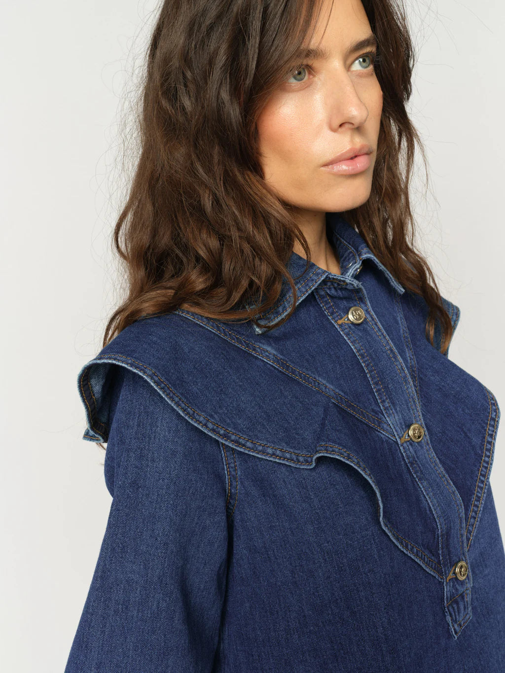 Mos Mosh Irina Denim Shirt in Dark Blue - 178710