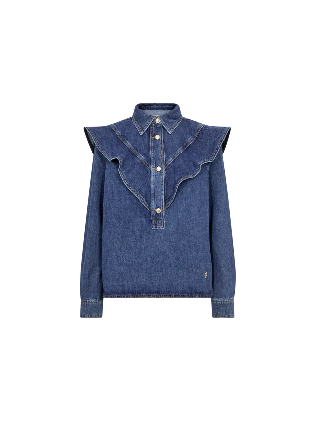 Mos Mosh Irina Denim Shirt in Dark Blue - 178710
