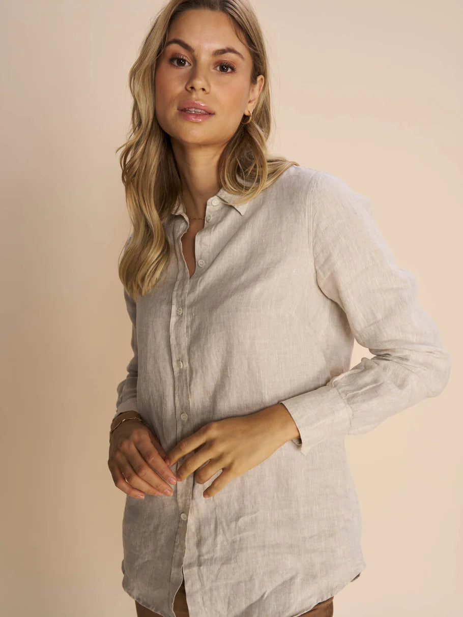 mos mosh karli linen shirt cement evalucia boutique perth scotland