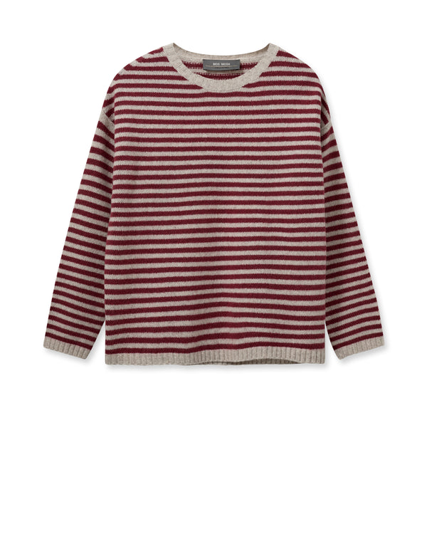 mos mosh khai stripe jumper garnet evalucia boutique perth scotland