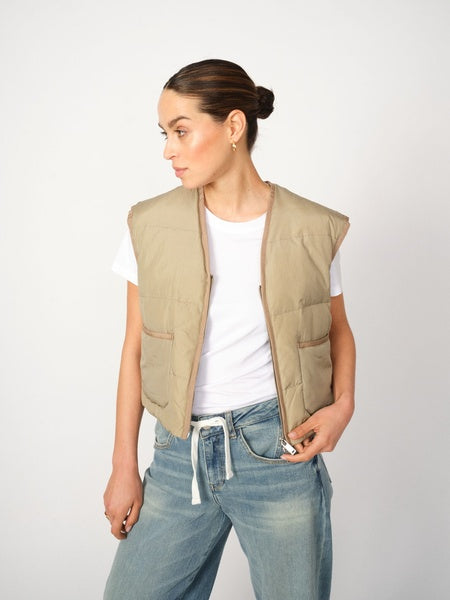 Mos Mosh Manja Down Vest in Brindle - 171750
