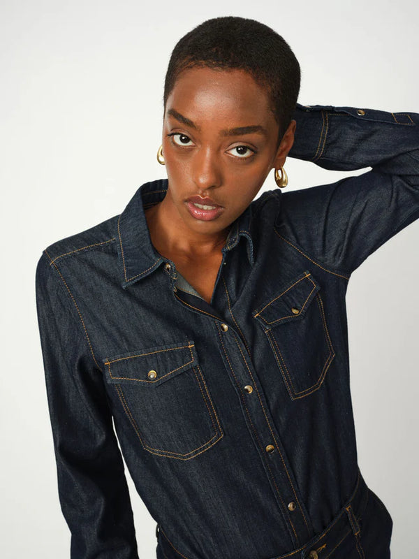 Mos Mosh Natalie Denim Shirt in Dark Blue - 174670