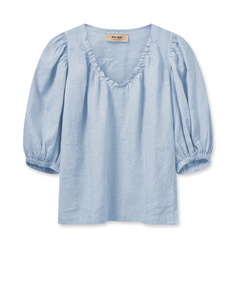 mos mosh taissa linen blouse cashmere blue evalucia boutique perth scotland