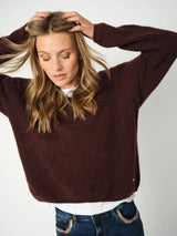 Mos Mosh Thora V-Neck Knit in Fudge - 153900