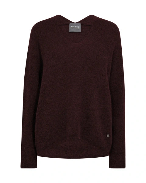 Mos Mosh Thora V-Neck Knit in Fudge - 153900