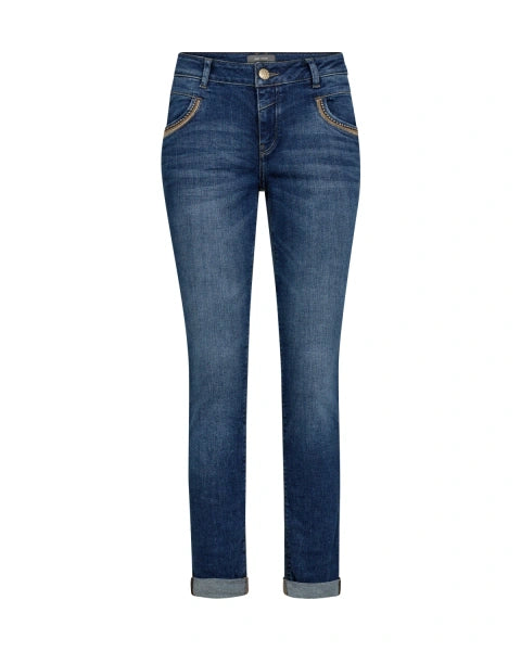 Mos Mosh Naomi Ricamo Jeans in Mid Blue - 172430