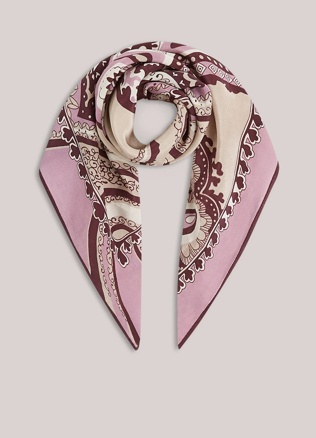 Summum Woman Satin Scarf with Paisley Print
