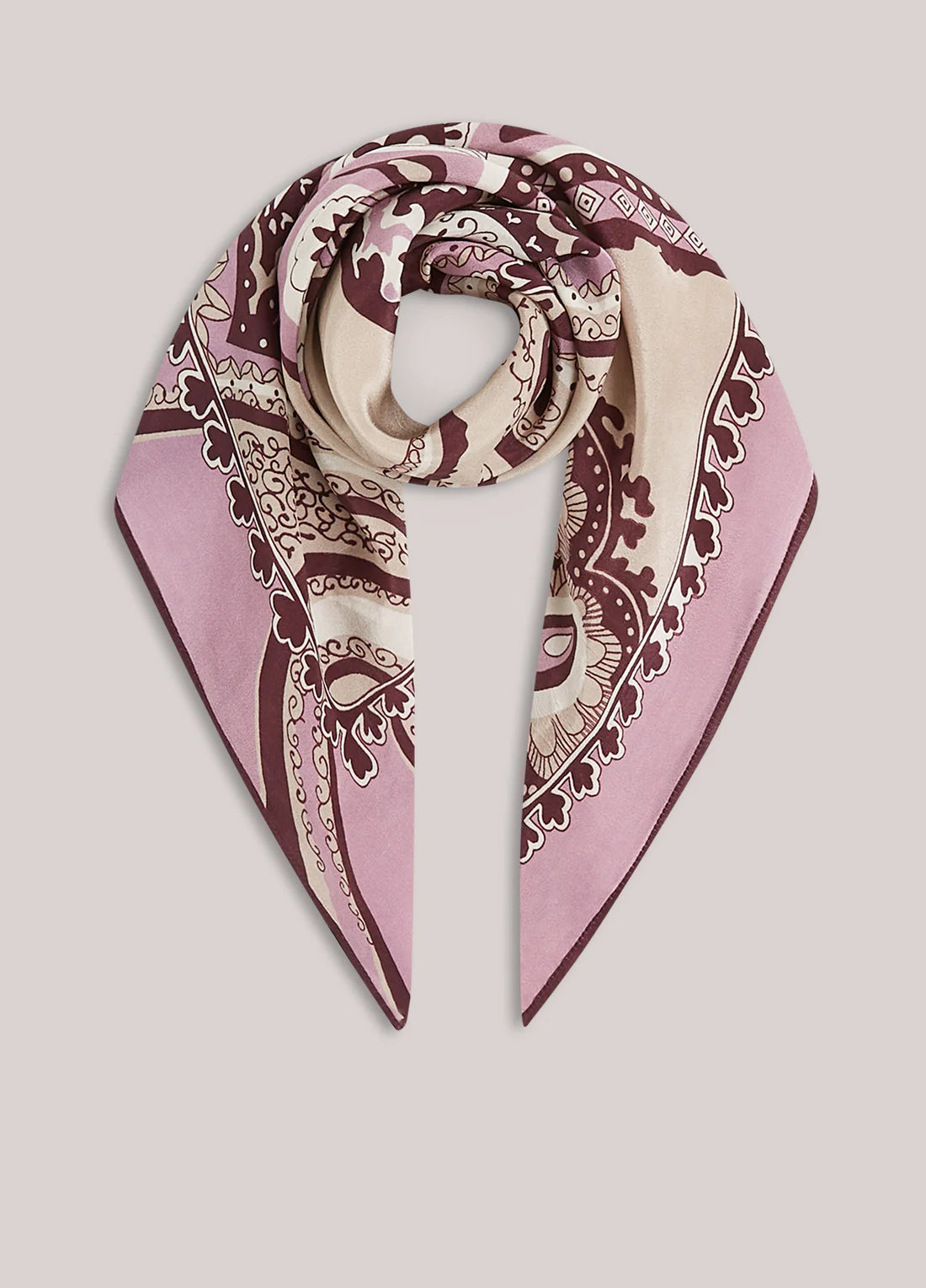 Summum Woman Satin Scarf with Paisley Print